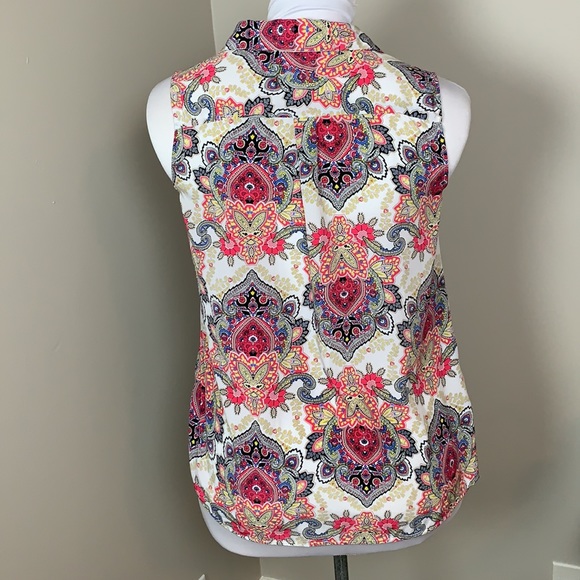 DANA BUCHMAN Sleeveless Blouse Multi Color Size Medium EUC - Picture 3 of 7